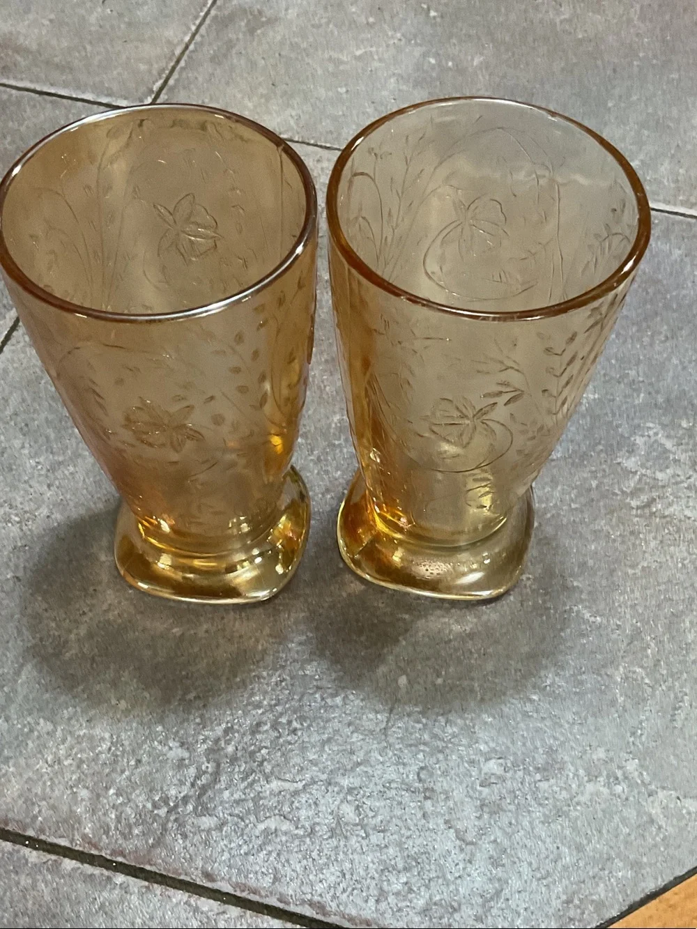 Embossed Amber Glass Tumblers – Set of 2